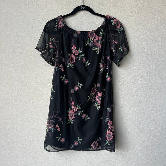 BB Dakota Floral Lace Off The Shoulder Mini Dress Size S - Picture 4 of 6